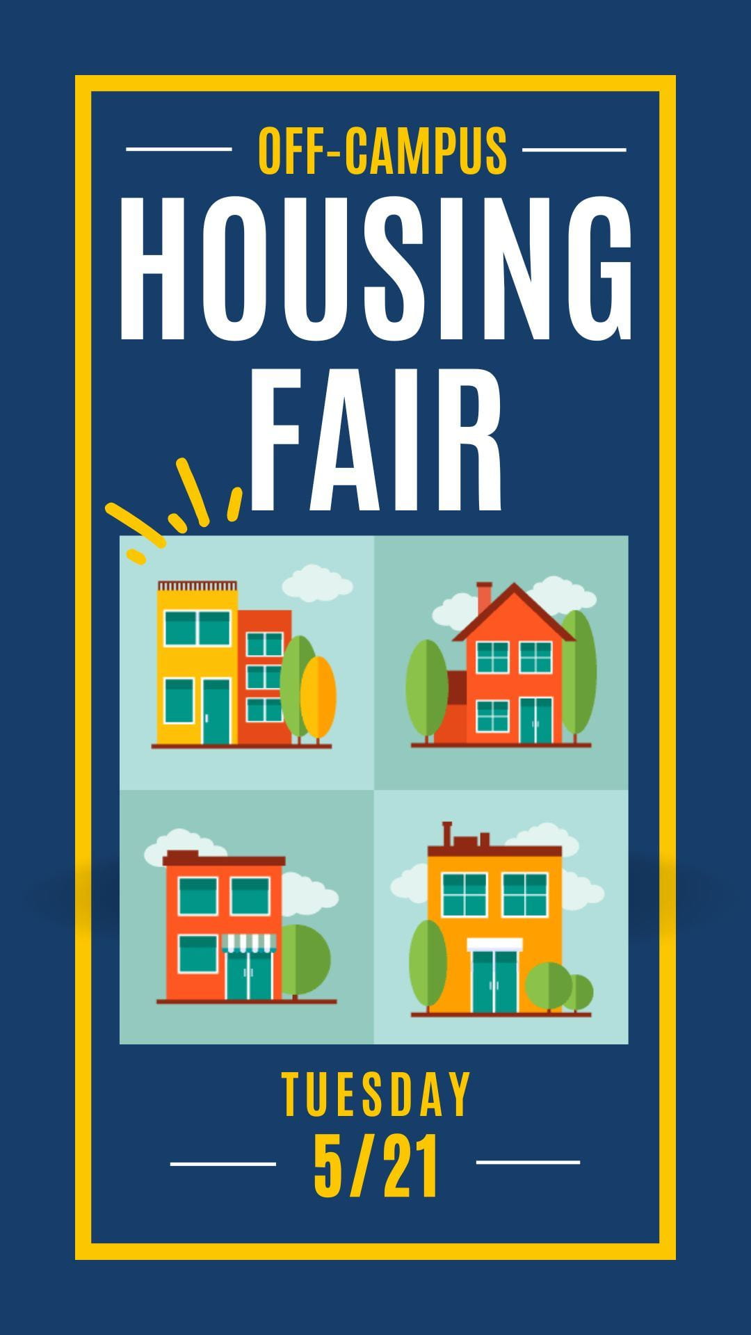 A flyer for the Off-Campus Housing Fair on Tuesday, May 21.